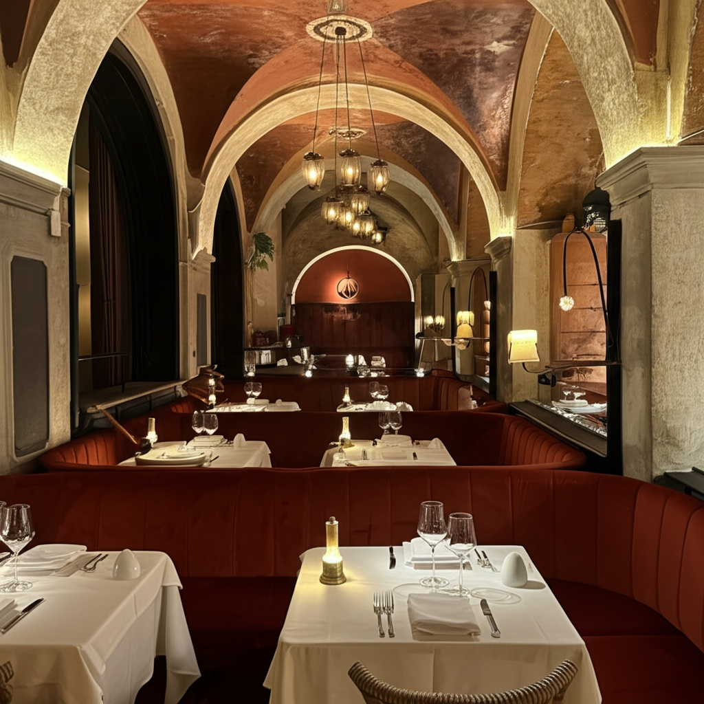 Osteria Del Lab - Interior con arcos góticos